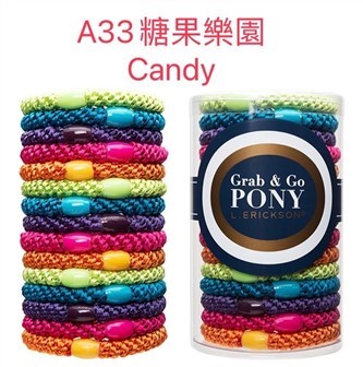 【質本嚴】美國正品L.Erickson 粗款髮圈 名牌髮圈 桶裝分裝5入/ A33 糖果樂園 Candy