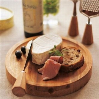 【質本嚴】日本 IBUKI ATTA 木製圓形砧板(附餐刀) 可當餐盤