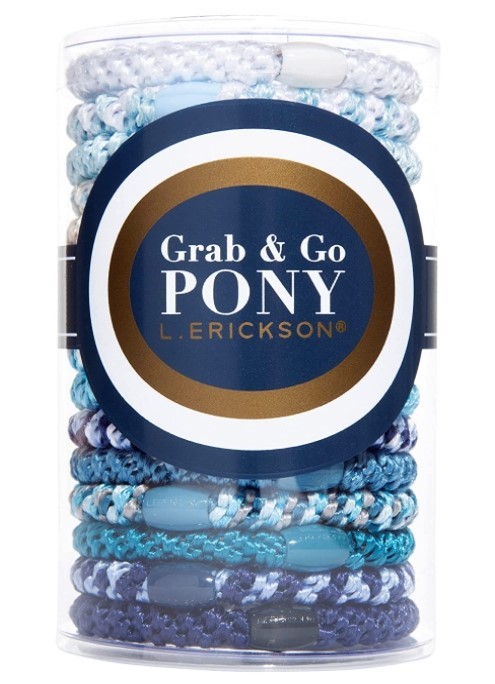 【質本嚴】美國正品L.Erickson 粗款髮圈 名牌髮圈 原裝15入/A37 蔚藍海岸 Coastal桶裝