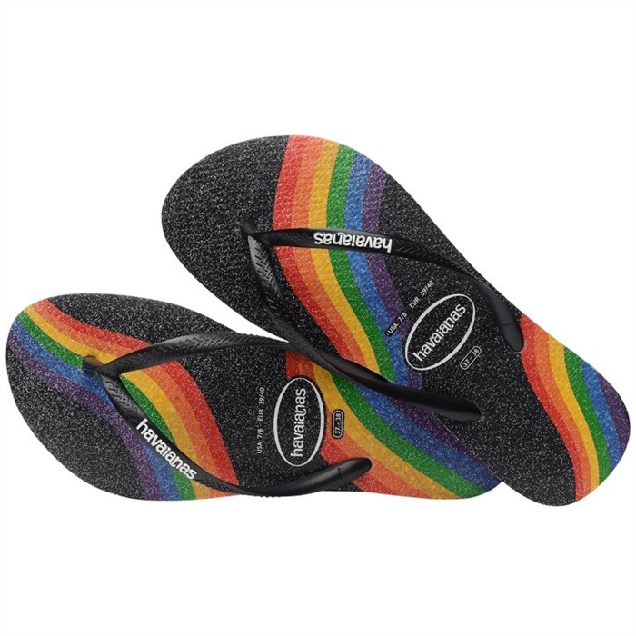 【HAVAIANAS】Slim pride 黑底彩虹