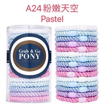 【質本嚴】美國正品L.Erickson 粗款髮圈 名牌髮圈 桶裝 15入 A24 粉嫩天空 Pastel