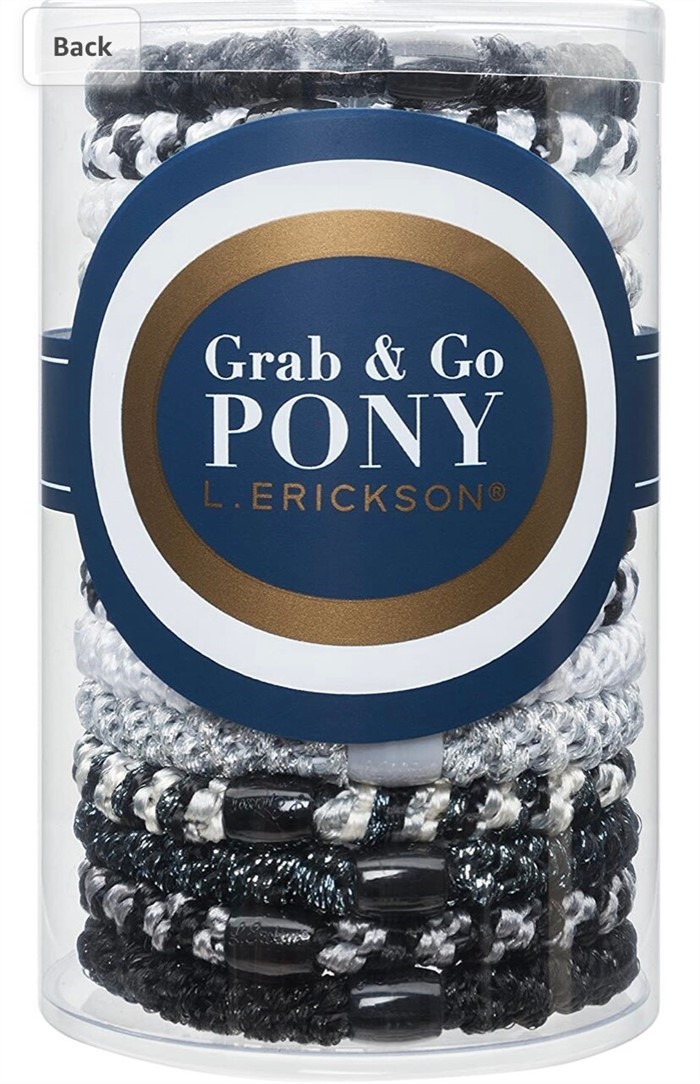 【質本嚴】美國正品L.Erickson 粗款髮圈 名牌髮圈 桶裝 15入/ A03 幻彩銀黑 Black Opal