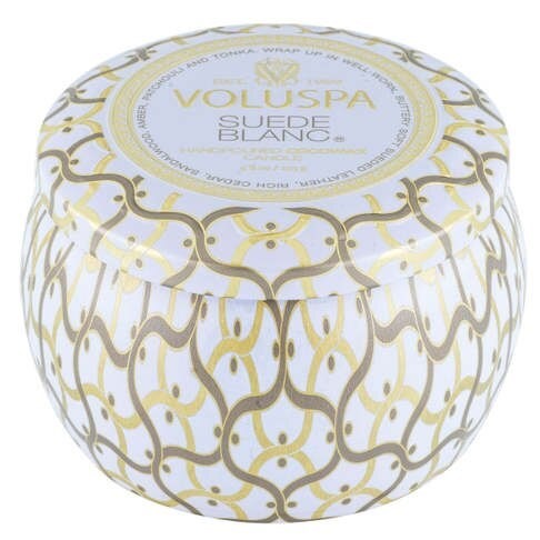 【質本嚴】美國香氛voluspa蠟燭 白屋/黑屋系列 Suede Blanc 布蘭克絨 錫盒 113g