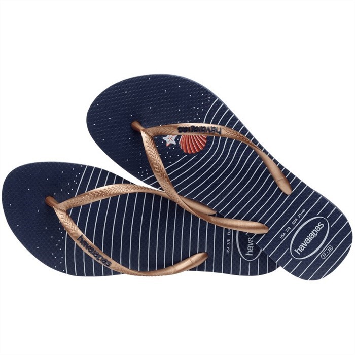 【HAVAIANAS】Kids slim nautical/藍貝殼