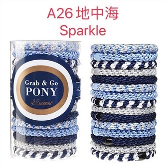 【質本嚴】美國正品L.Erickson 粗款髮圈 名牌髮圈 原裝15入/桶裝 A26地中海 Sparkle