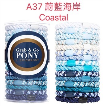 【質本嚴】美國正品L.Erickson 粗款髮圈 名牌髮圈 原裝15入/A37 蔚藍海岸 Coastal桶裝