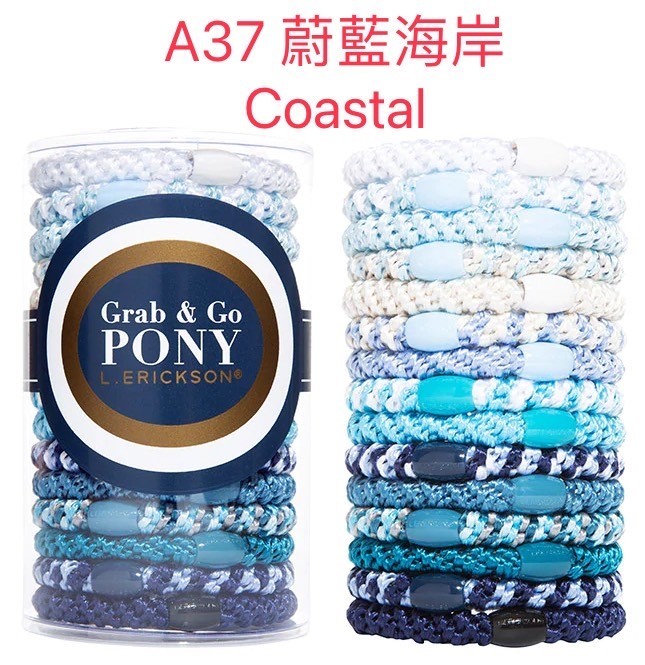 【質本嚴】美國正品L.Erickson 粗款髮圈 名牌髮圈 原裝15入/A37 蔚藍海岸 Coastal桶裝