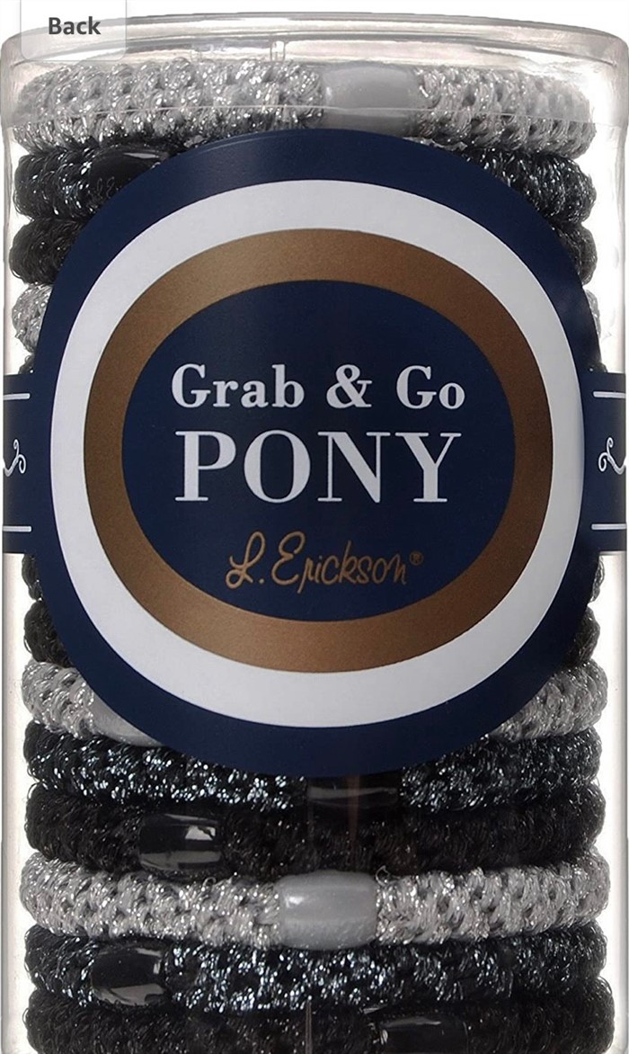 【質本嚴】美國正品L.Erickson 粗款髮圈 名牌髮圈 桶裝分裝5入/A11 黑銀璀璨 Black Metallic