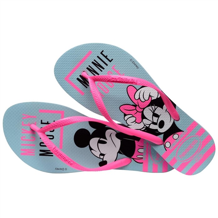 【HAVAIANAS】Slim disney/灰藍底螢光粉帶