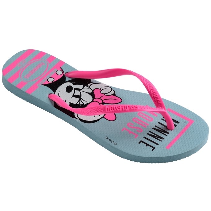 【HAVAIANAS】Slim disney/灰藍底螢光粉帶