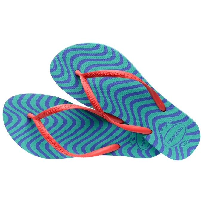 【HAVAIANAS】Slim Harmony/綠波浪橘帶