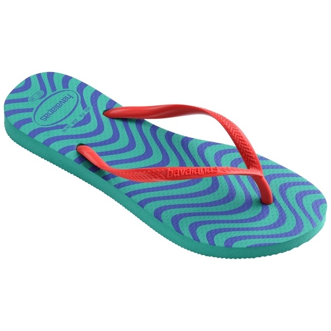 【HAVAIANAS】Slim Harmony/綠波浪橘帶