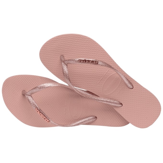 【HAVAIANAS】Slim logo metallic/粉