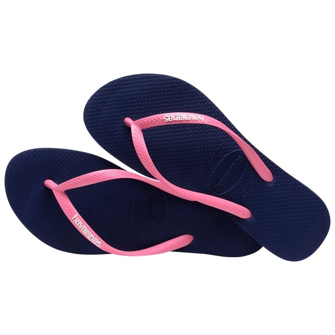 【HAVAIANAS】Slim logo popup/藍底粉帶
