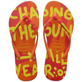 【HAVAIANAS】Slim Summer鐵牌/橘底黃字