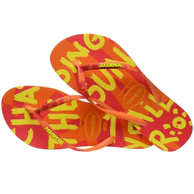 【HAVAIANAS】Slim Summer鐵牌/橘底黃字