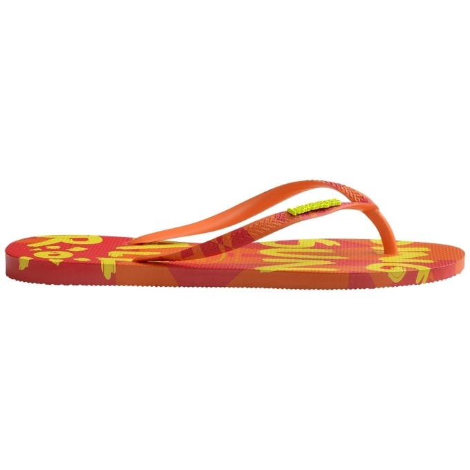 【HAVAIANAS】Slim Summer鐵牌/橘底黃字