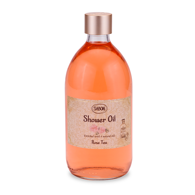 【質本嚴】以色列SABON沐浴油/玫瑰茶語 500ml 大瓶/玻璃罐 高級沐浴SPA 滋潤充滿香氣(附壓頭)