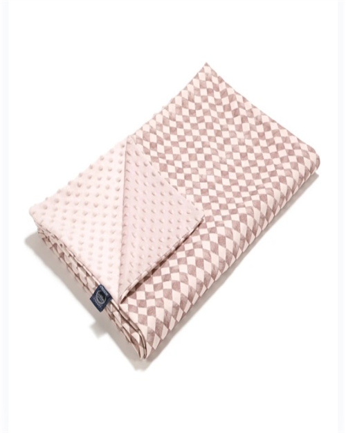 【質本嚴】波蘭品牌 LA MILLOU正品Minky Light Blanket PRINCESS CHESSBOARD SMOKE ROSE 粉起司格/薄款80*100