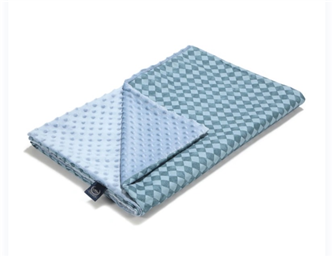 【質本嚴】波蘭品牌 LA MILLOU正品Minky Light Blanket PRINCE CHESSBOARD WIND BLUE 藍起司格/薄款80*100