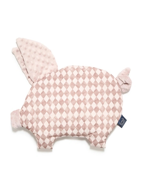 【質本嚴】波蘭品牌 LA MILLOU正品Pillow Sleepy Pig Minky PRINCESS CHESSBOARD -SMOKE ROSE 寶寶睡眠枕-煙燻玫瑰