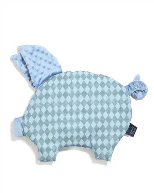 【質本嚴】波蘭品牌 LA MILLOU正品Pillow Sleepy Pig Minky PRINCESS CHESSBOARD -WIND BLUE寶寶睡眠安撫枕-水藍