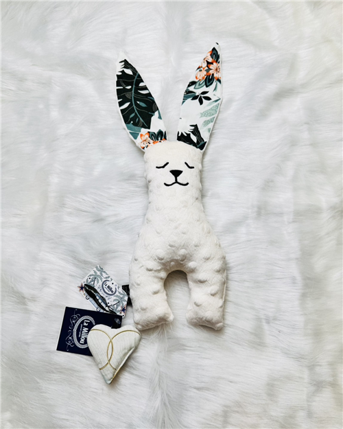 【質本嚴】波蘭品牌 La millou正品 Mr. bunny 安撫兔 23公分- 粉白龜背芋