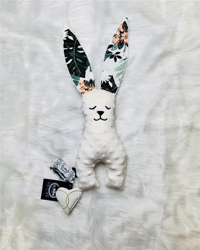 【質本嚴】波蘭品牌 La millou正品 Mr. bunny 安撫兔 23公分- 粉白龜背芋