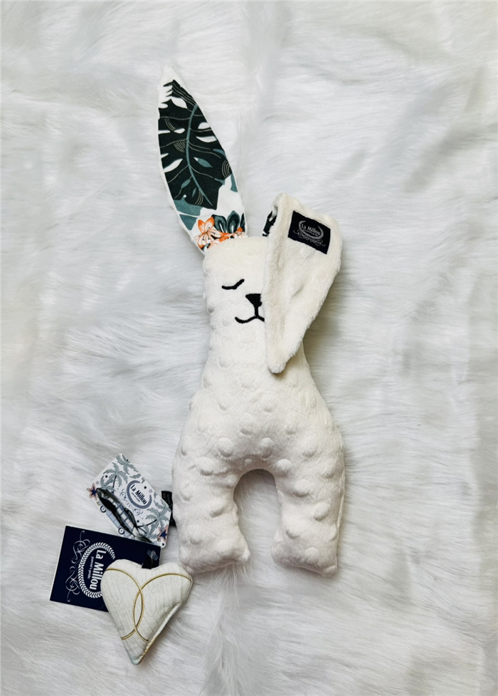 【質本嚴】波蘭品牌 La millou正品 Mr. bunny 安撫兔 23公分- 粉白龜背芋