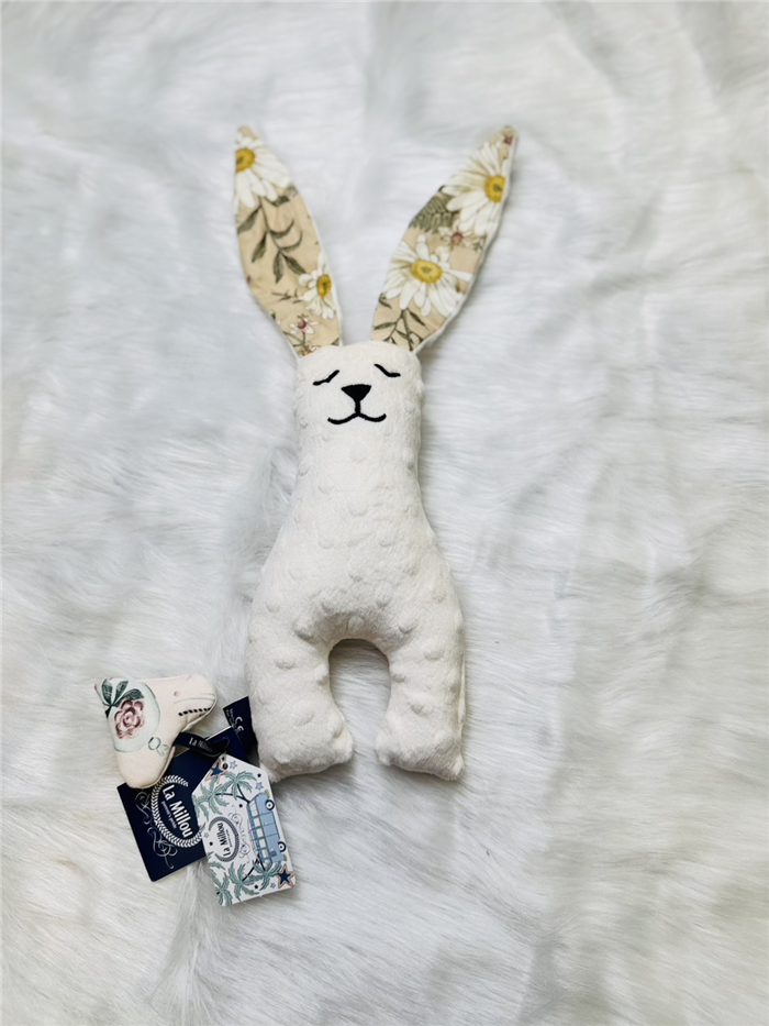 【質本嚴】波蘭品牌 La millou正品 Mr. bunny 安撫兔 23公分- 粉白波斯菊