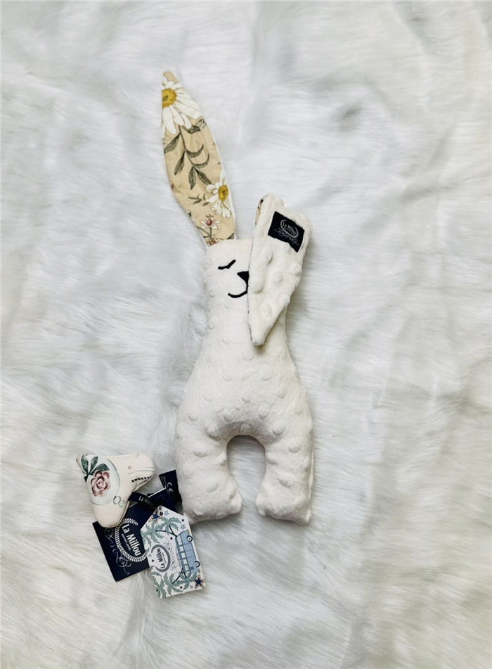 【質本嚴】波蘭品牌 La millou正品 Mr. bunny 安撫兔 23公分- 粉白波斯菊