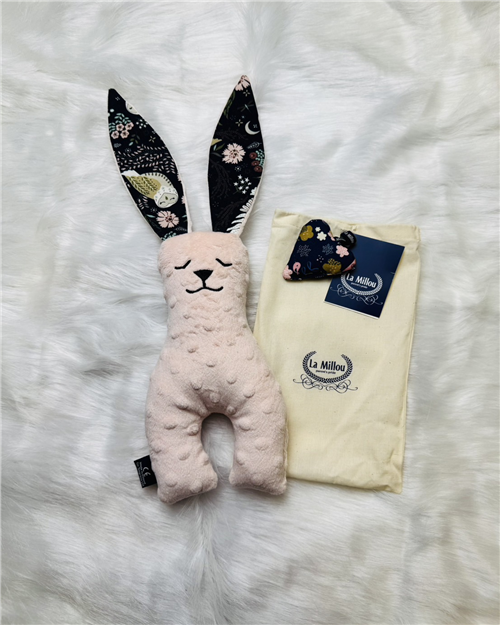 【質本嚴】波蘭品牌 La millou正品 Mr. bunny 安撫兔 23公分- 粉貓頭鷹(有麻布袋)