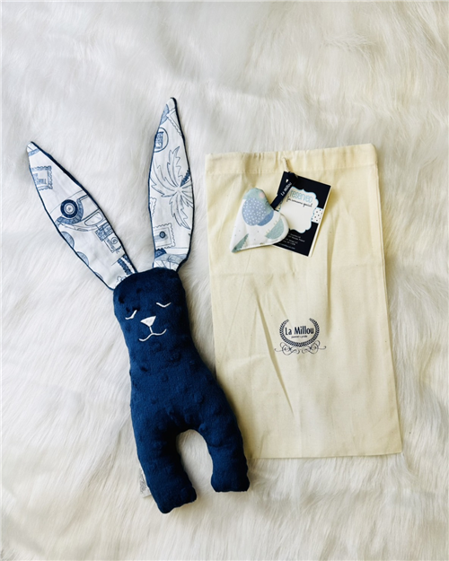【質本嚴】波蘭品牌 La millou正品 Mr. bunny 安撫兔 23公分-海軍藍(有麻布袋)